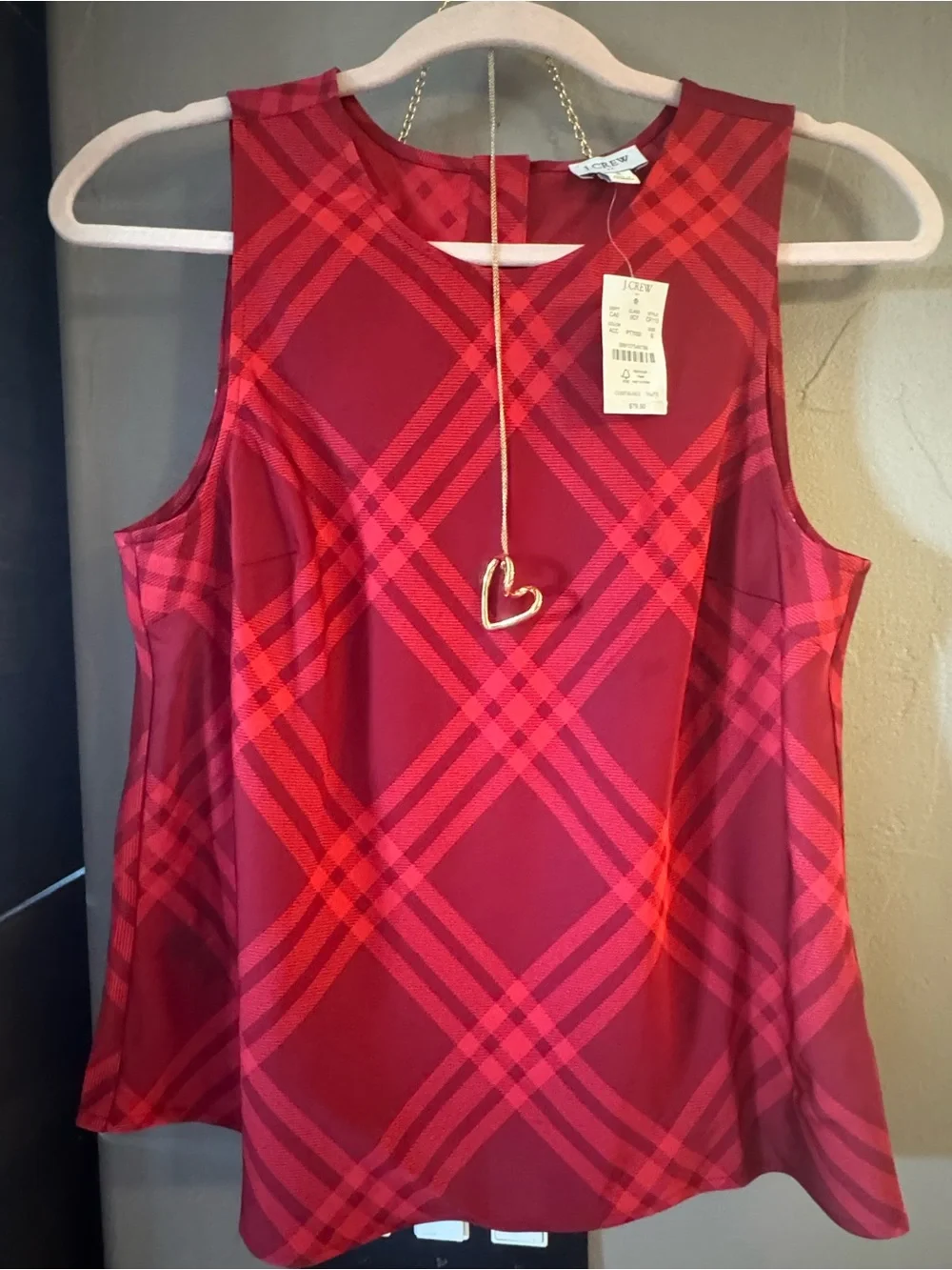 New! J.Crew Plaid sleeveless top Autumn Crimson Candy Apple 🍎